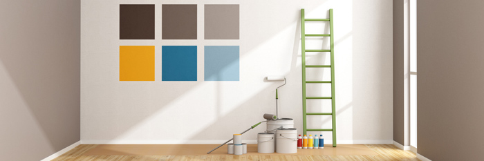Home renovation with paint cans and a ladder