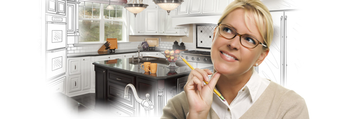 Woman planning a kitchen renovation