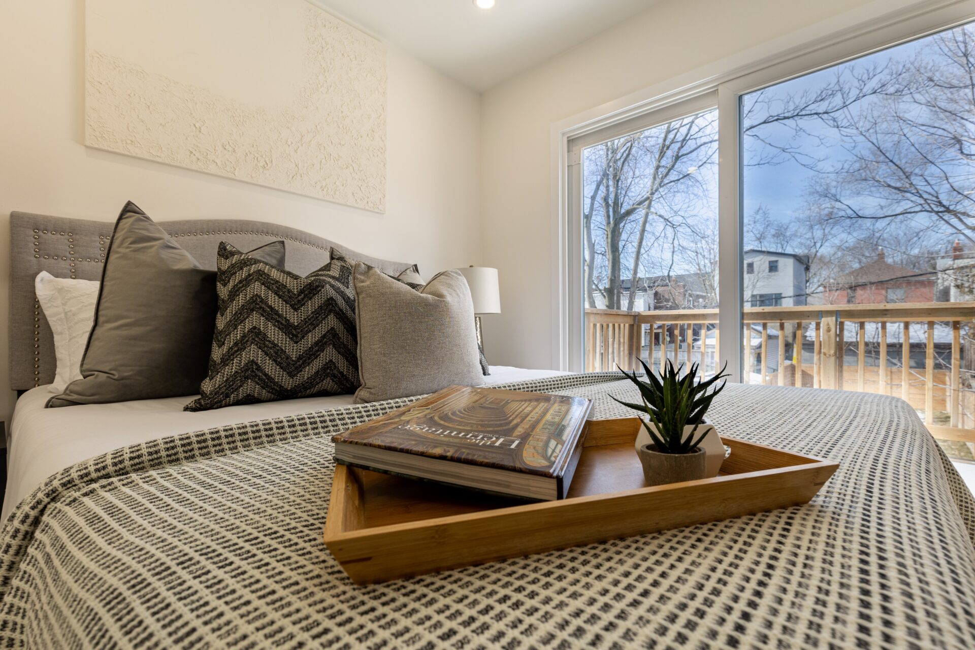 Cozy living room with a large window